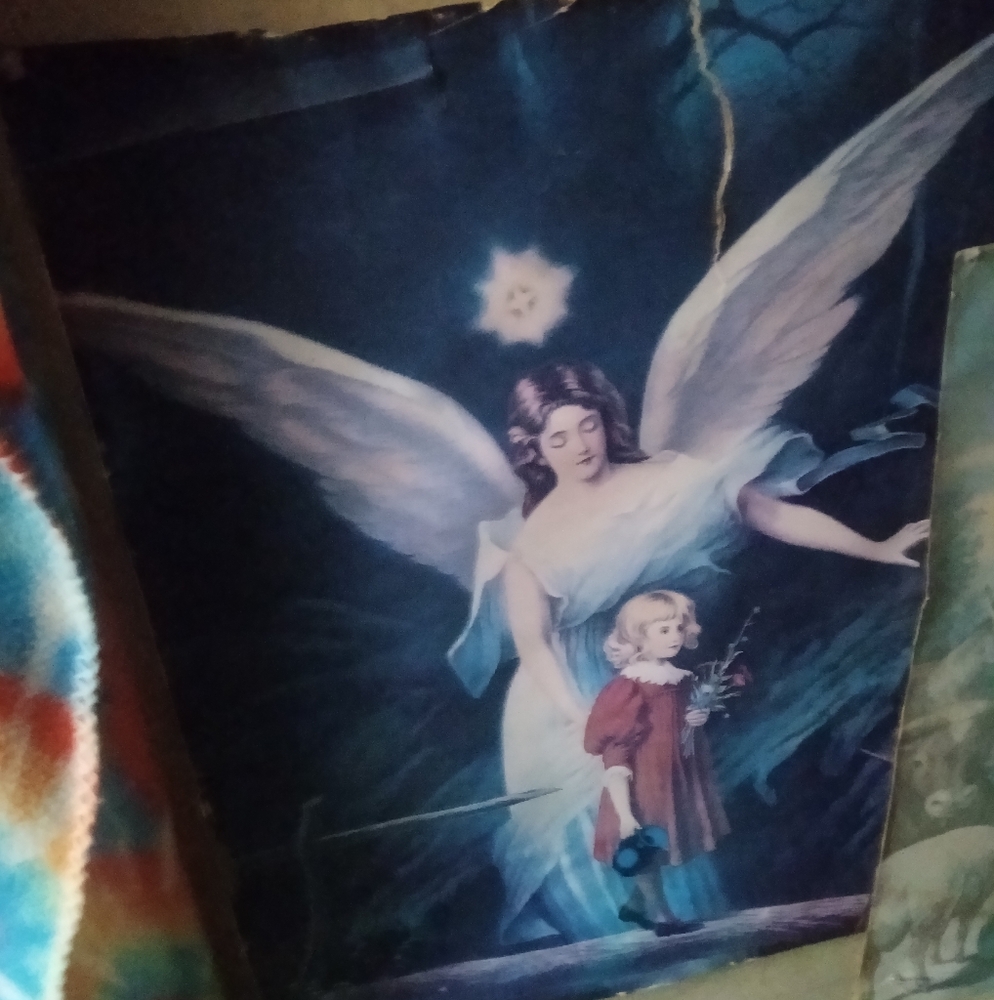 Vintage Large angel with child picture